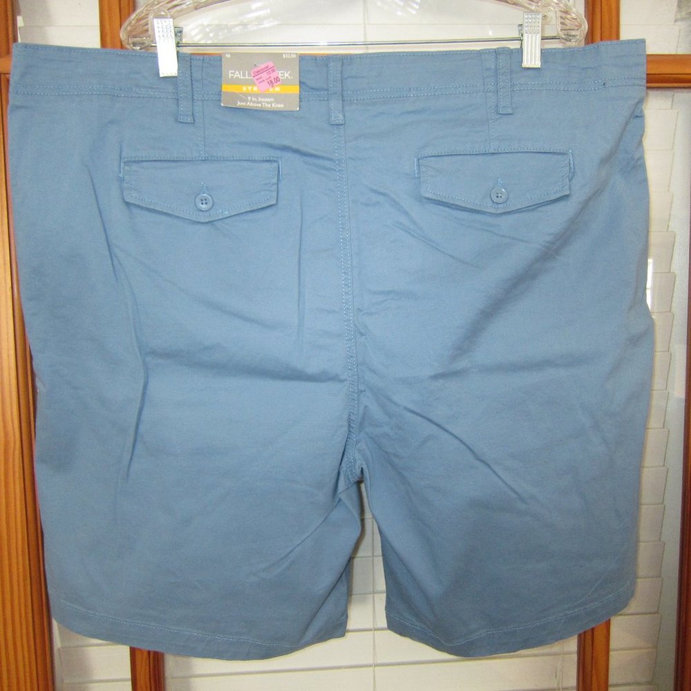 Falls Creek Shorts Flat Front Men's Stretch Just Above the Knee NEW Blue - Picture 2 of 2